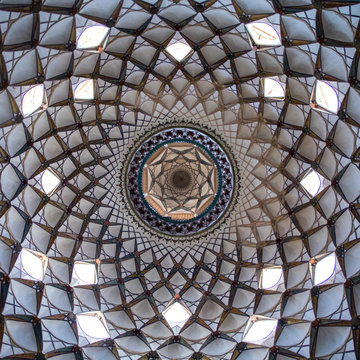 A beautifully adorned ceiling of the hall  in Boroujerdi historical house, Isfahan Province, Kashan, Iran