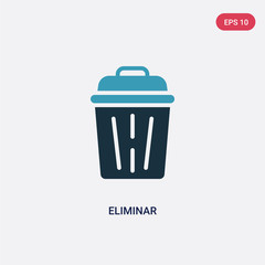 two color eliminar vector icon from user interface concept. isolated blue eliminar vector sign symbol can be use for web, mobile and logo. eps 10