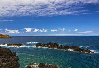 Fototapeta na wymiar Madeira island seascape panorama, Portugal. Porto Moniz