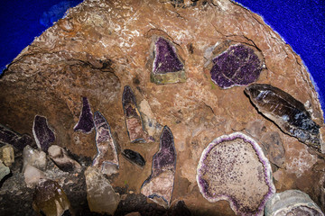 Natural cristals of quarts, mineral patterns, Monte garden, Madeira island