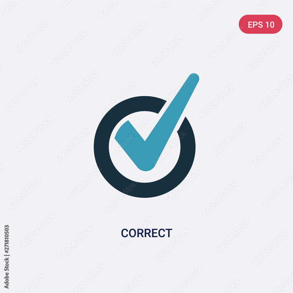 Poster two color correct vector icon from user interface concept. isolated blue correct vector sign symbol 