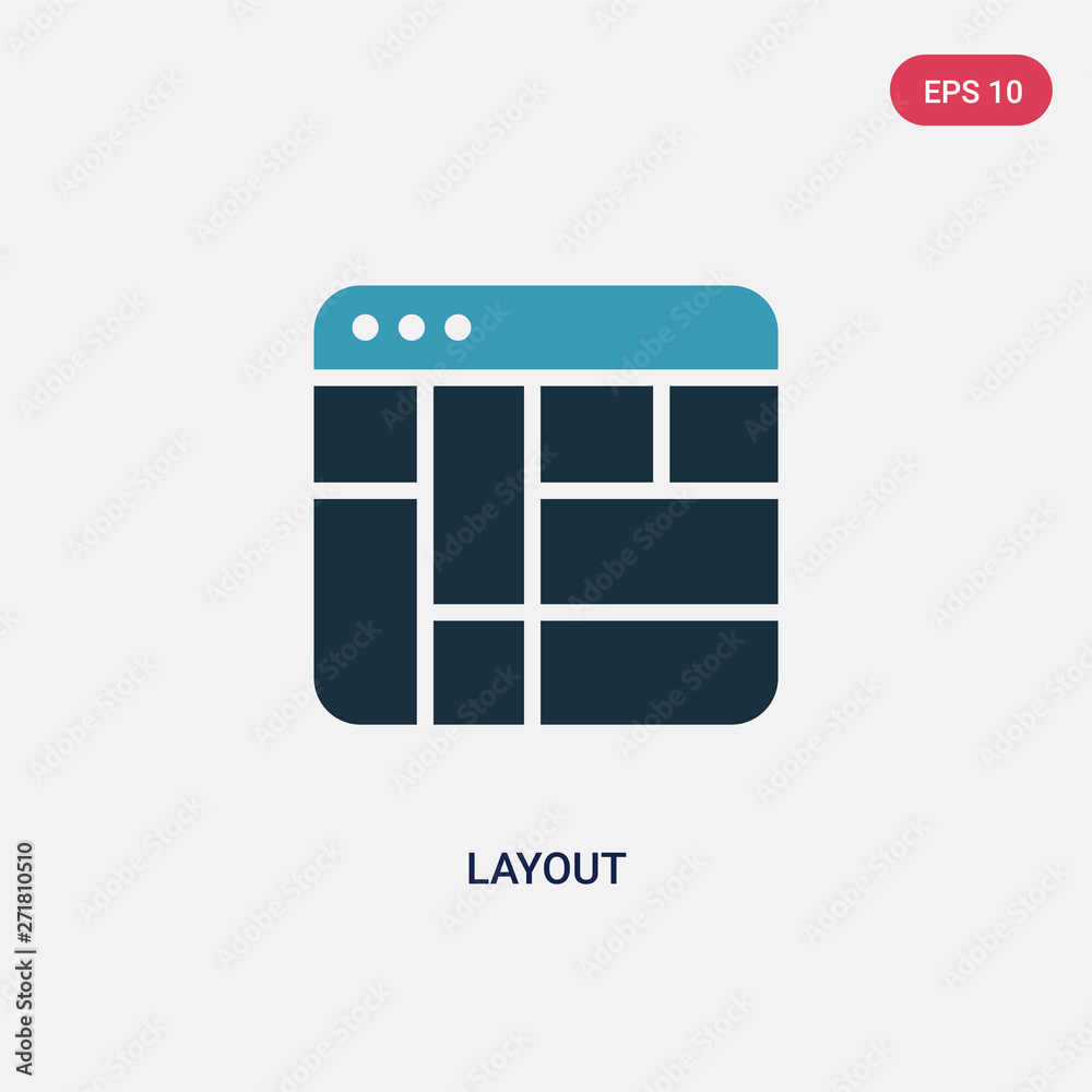 Poster two color layout vector icon from user interface concept. isolated blue layout vector sign symbol ca