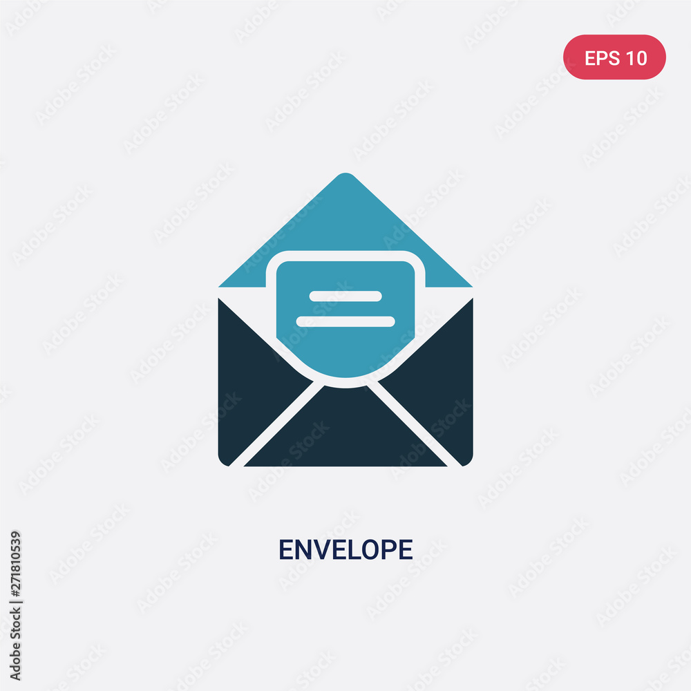 Poster two color envelope vector icon from user interface concept. isolated blue envelope vector sign symbo