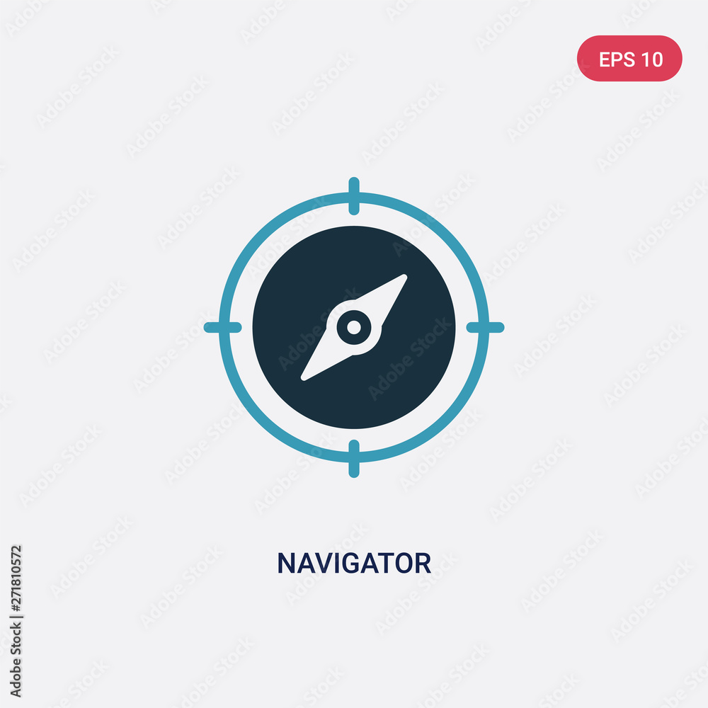 Poster two color navigator vector icon from user interface concept. isolated blue navigator vector sign sym