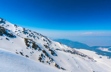 Beautiful  snow covered mountains landscape Kashmir state, India .