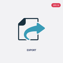 two color export vector icon from user interface concept. isolated blue export vector sign symbol can be use for web, mobile and logo. eps 10