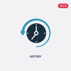 two color history vector icon from user interface concept. isolated blue history vector sign symbol can be use for web, mobile and logo. eps 10