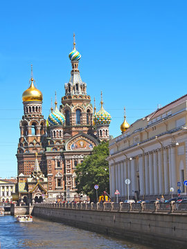ST. PETERSBURG, RUSSIA. Orthodox church Church of the Savior on Blood on the bank of Griboyedov Canal