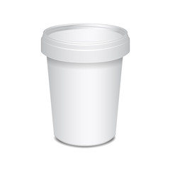Blank Food Cup Container For Fast Food, Dessert, Ice Cream, Yogurt Or Snack. Vector Mock Up Template