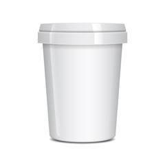 White Food Container For Fast Food, Dessert, Ice Cream, Yogurt Or Snack. Vector Mock Up Template