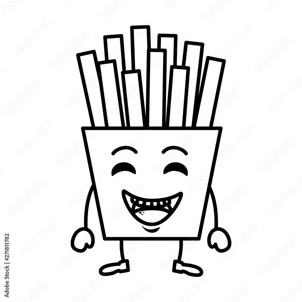 Sticker french fries kawaii character vector illustration