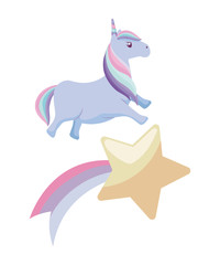 cute unicorn animal with shooting star