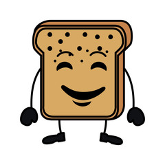 delicious bread toast kawaii character