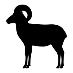 Vector black silhouette of a mountain ram