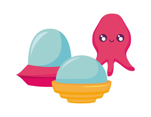 video game pixelated spaceships and alien