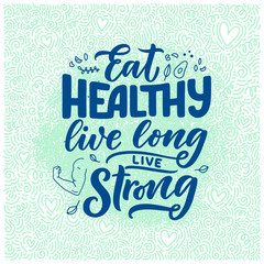 Healthy food lettering for banner design. Organic nutrition eco product. Vector