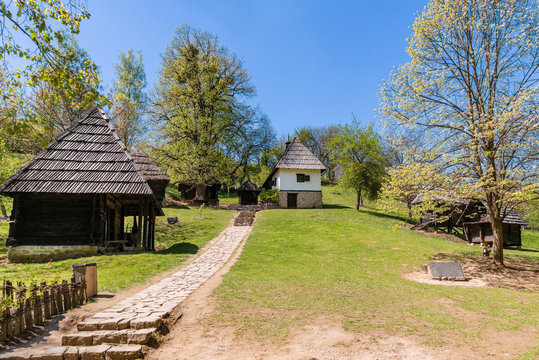 Trsic, Serbia - April 21, 2019: Birth house of Vuk Stefanovic Karadzic in Trsic, Serbia. He was a Serbian philologist and linguist who was the major reformer of the Serbian language.