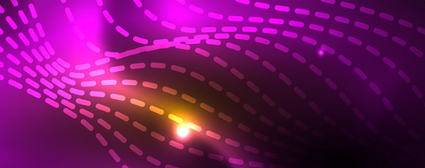 Obraz premium Shiny neon lines techno magic futuristic background, magic energy space light concept, abstract background wallpaper design