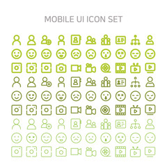 Vector illustration of mobile-ui icons for mobile, interface, mobile site, mobile icon, line icon, flat icon, my page, profile, personal information, add, address book, index, search, group.