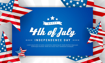 Happy 4th of July Background vector illustration. American flag inside of stars frame