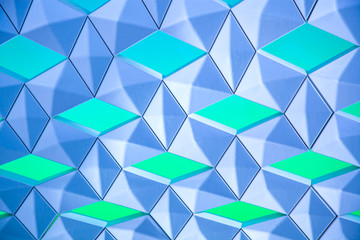 Fototapeta na wymiar estructuras con formas geométricas en varios colores azul, blanco,,verde