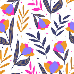 Floral seamless pattern for print, textile, wallpaper. Stylized flowers summer background. 