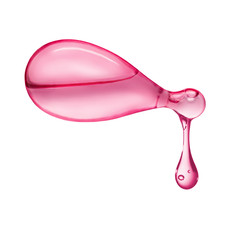 Cosmetic capsule with a drop of cosmetic serum on white background