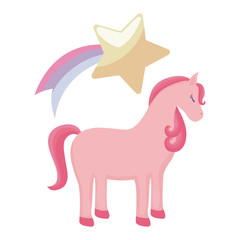 cute unicorn animal with shooting star