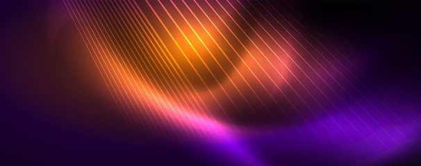 Color light with lines, outer space background, bright rays