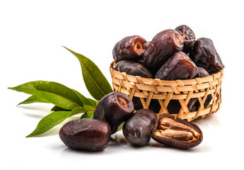 Dried split date (fruit of palm Phoenix dactylifera). Infinite depth of field,