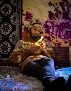 men's brown and black plaid dress shirt