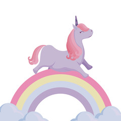 cute unicorn animal with rainbow