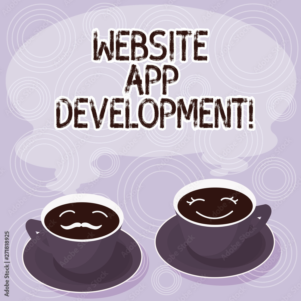 Poster text sign showing website app development. conceptual photo creation of application programs save on