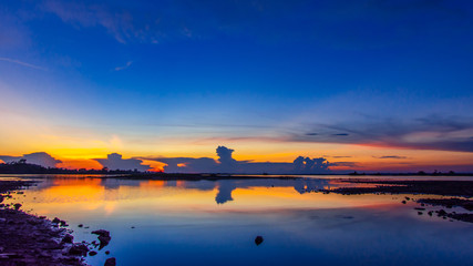 The sunset is a golden sky.