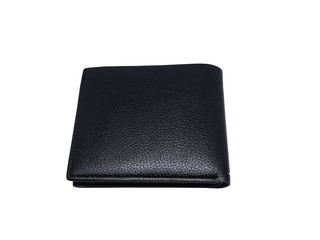 Black men leather wallet pocket with clipping path isolated on white background.