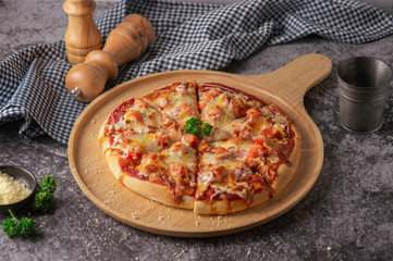 pizza with tomatoes and olives