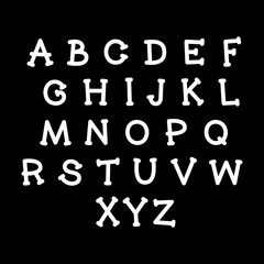 Cute cartoon alphabet. Vector funny font. Doodle illustration