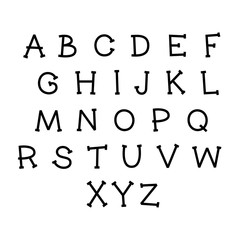 Cute cartoon alphabet. Vector funny font. Doodle illustration