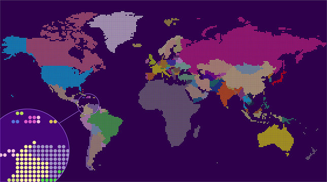 Vector Dotted World Map. A political map of the World.