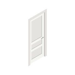 Door icon. Isometric view of white door.