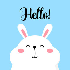 Cute cartoon card with rabbit. Vector illustration. Bunny funny print