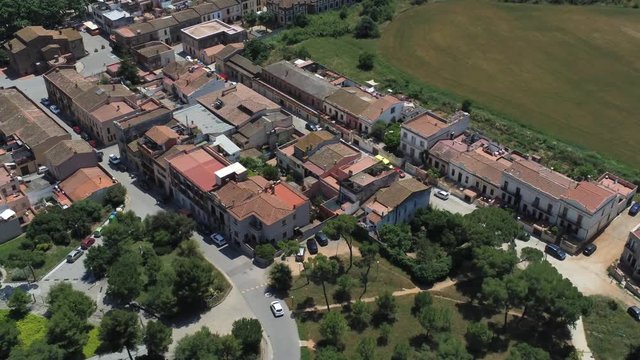 Barcelona. Aerial view in Colonia Guell and Cripta Gaudi. Santa Coloma de Cervello.Spain. 4k Drone Video