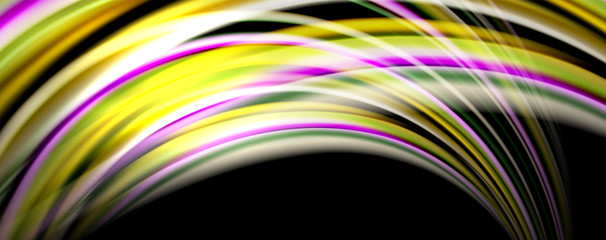 Fluid color waves with light effects, vector abstract background