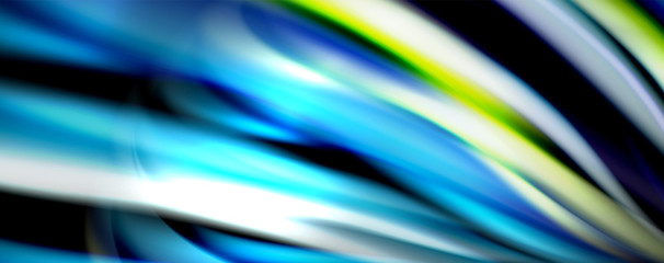 Fluid color waves with light effects, vector abstract background