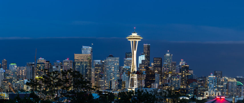 Seattle skyline at blue hour