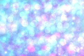 Festive turquoise light blue abstract Bokeh background texture on pastel color tone gradient with abstract stars. Beautiful backdrop.