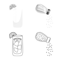 Vector design of cafe and Latin symbol. Set of cafe and national stock symbol for web.