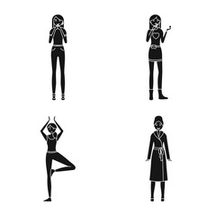 Vector illustration of emotions and female icon. Set of emotions and body stock symbol for web.