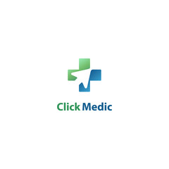 Obraz premium click medical logo with cursor and cross