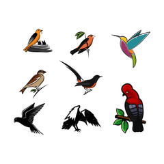 set of bird logo illustrations